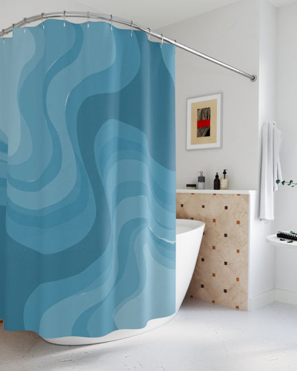 Sky Blue Wavey Shower Curtains, 71" x 74"
