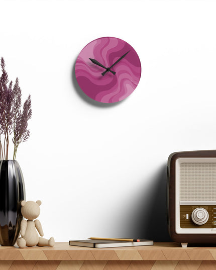 Pinky Mauve Wavey 8" x 8" Round Acrylic Wall Clock