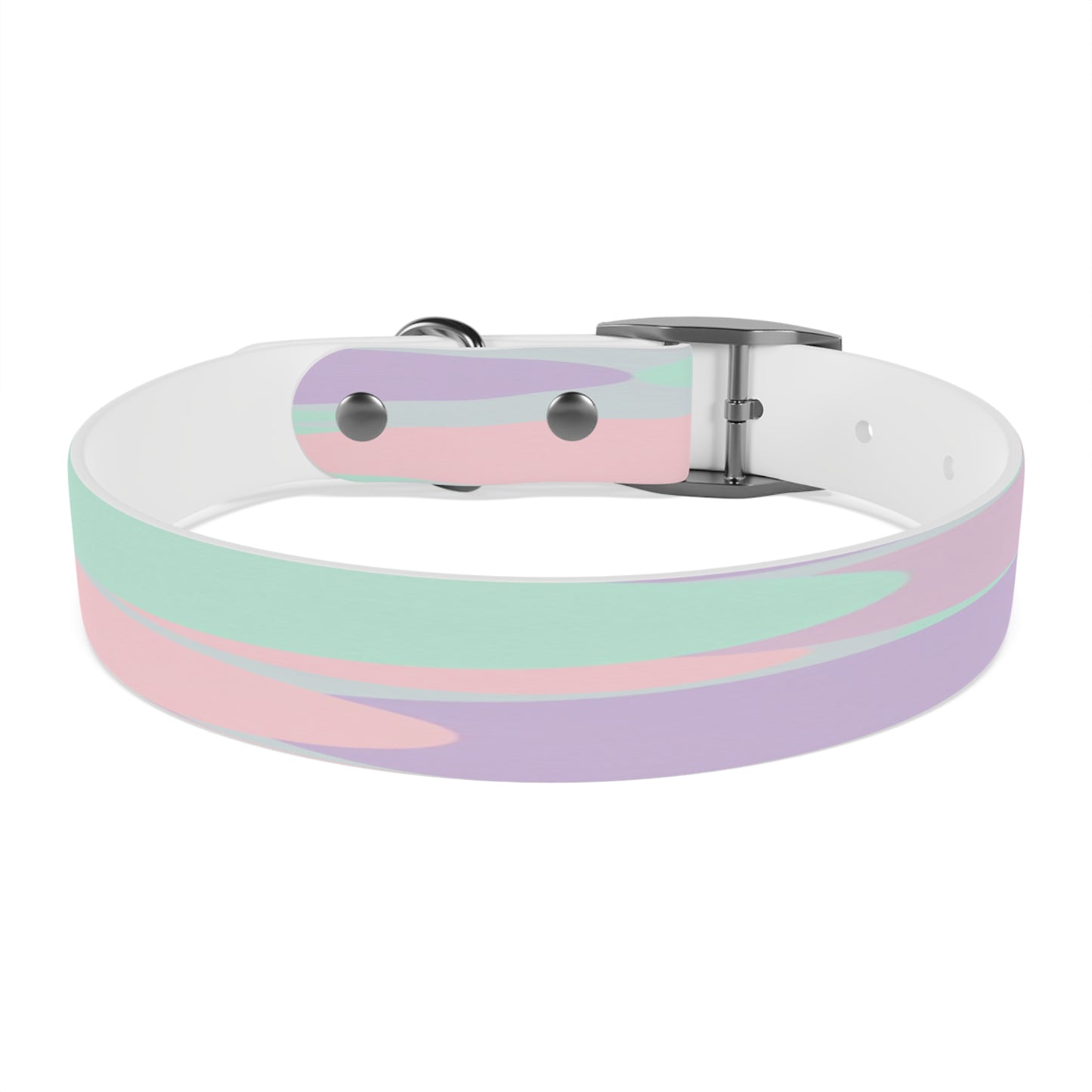 Pastel Peach and Soft Green Patches Medium Dog Collar