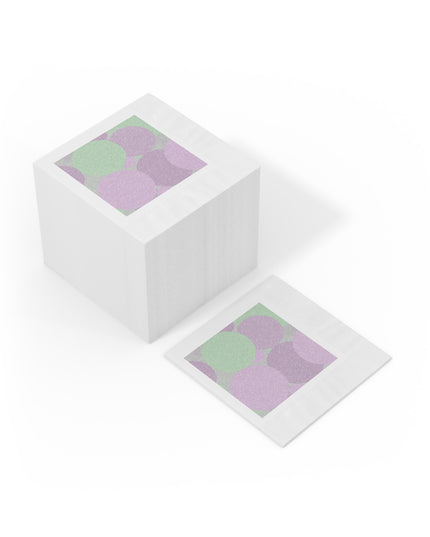 Pastel Lavender Purple and Soft Green Patches White Coined Napkins, 6.5" x 6.5"