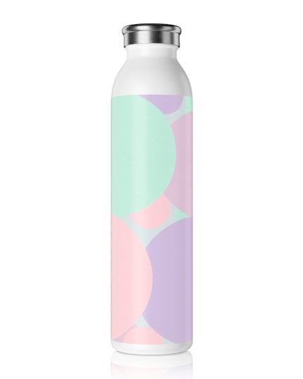 Pastel Peach and Soft Green Patches Slim Water Bottle, 20 oz White