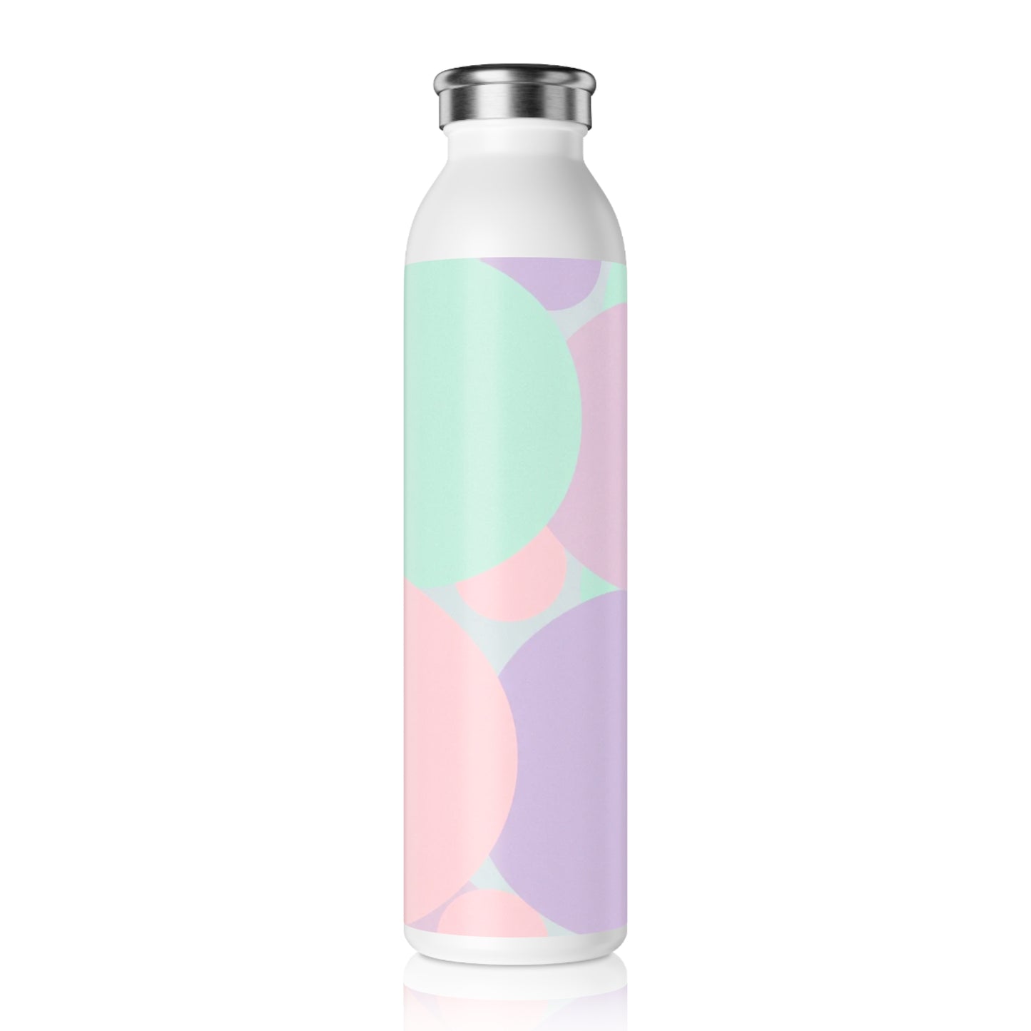 Pastel Peach and Soft Green Patches Slim Water Bottle, 20 oz White