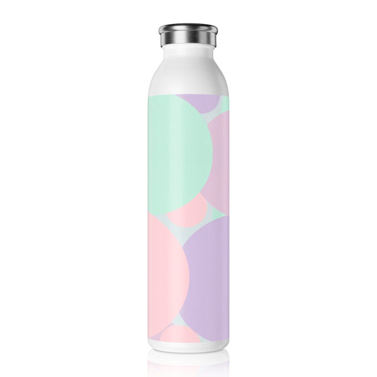 Pastel Peach and Soft Green Patches Slim Water Bottle, 20 oz White