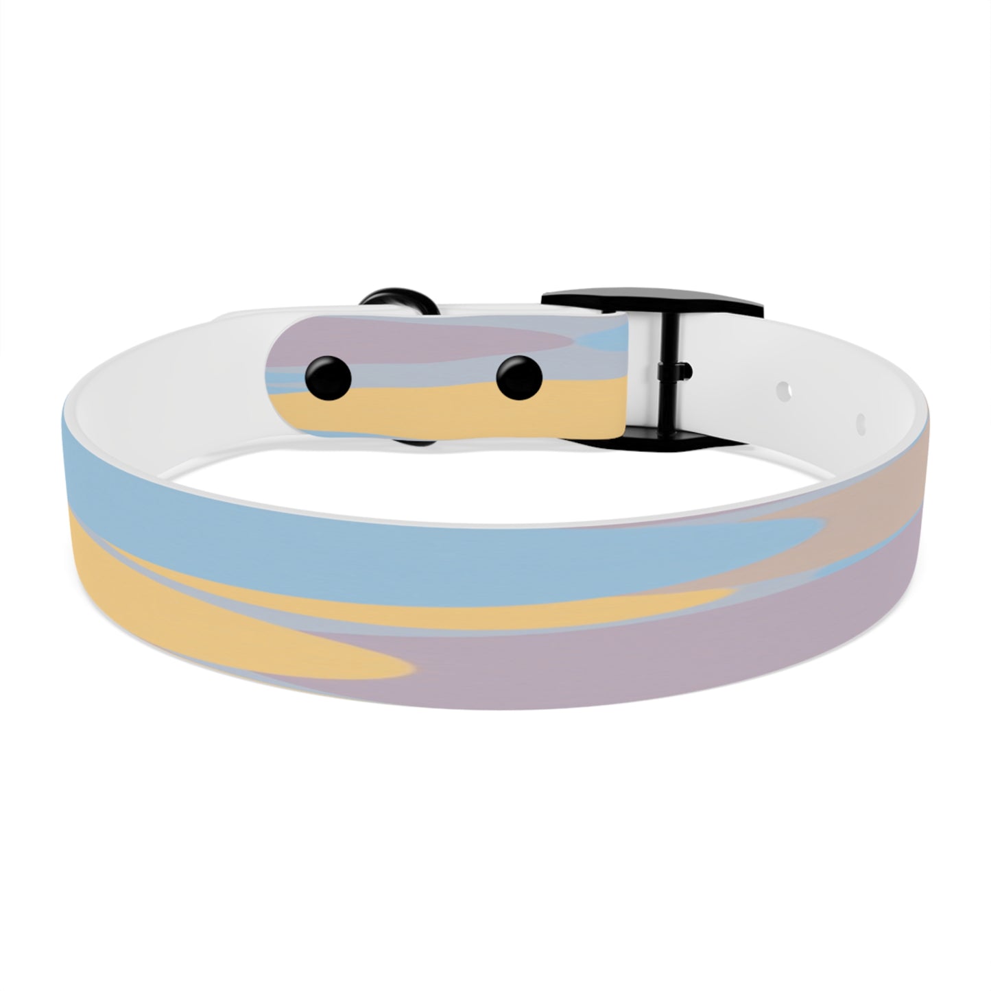 Pastel Baby Blue and Peach Patches Medium Dog Collar