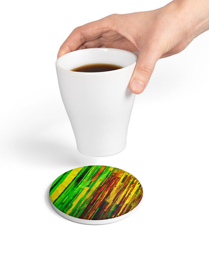 Striped Beta 4" x 4" Round Ceramic Coaster