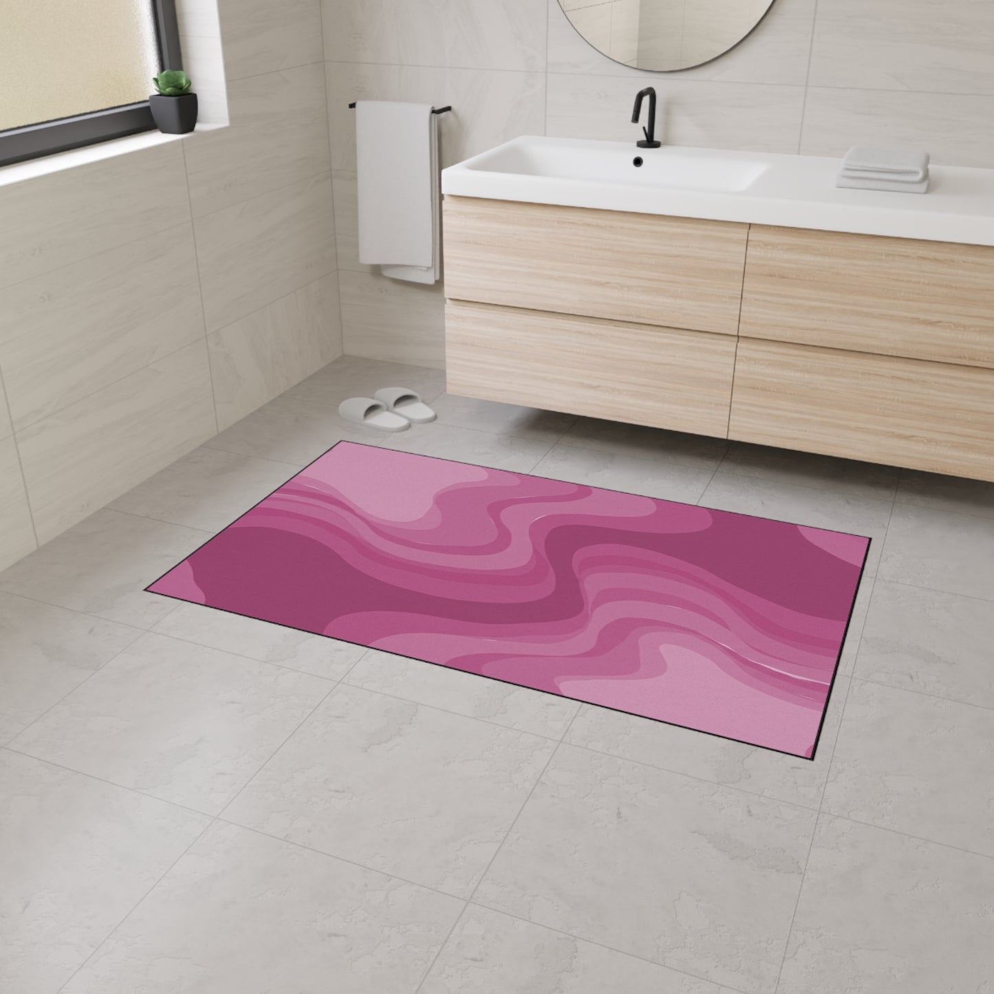 Pinky Mauve Wavey 36" x 60" Heavy Duty Floor Mat