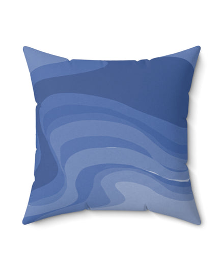 Deep Blue Wavey 18" x 18" Faux Suede Square Pillow
