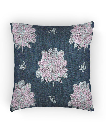 Lavender Floral Butterflies Woven Pillow, 17" x 18"