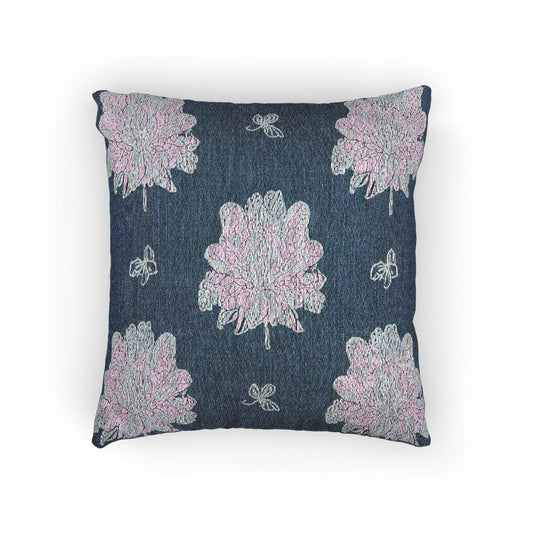 Lavender Floral Butterflies Woven Pillow, 17" x 18"