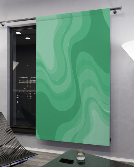 Mint Green Wavey Window Curtain, 50" x  84", blackout