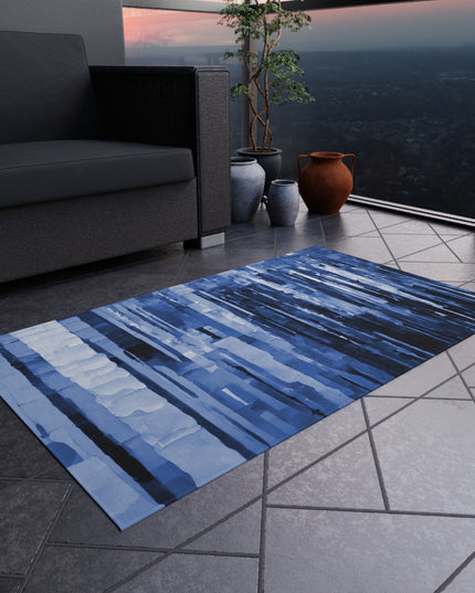Striped Deep Blue 36" x 60" Outdoor Rug