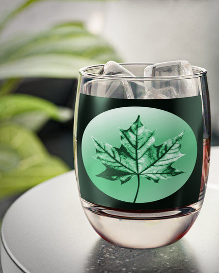 Mint Green Maple Leaf Whiskey Glass, 6 oz