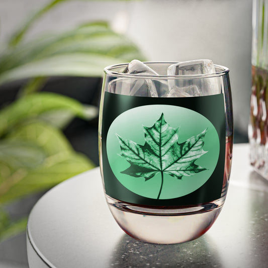 Mint Green Maple Leaf Whiskey Glass, 6 oz
