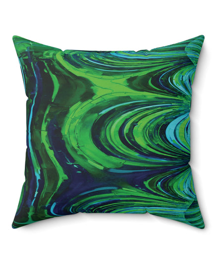 Uzi Spiral Blue Green Faux Suede Square Pillow, 20" x 20"