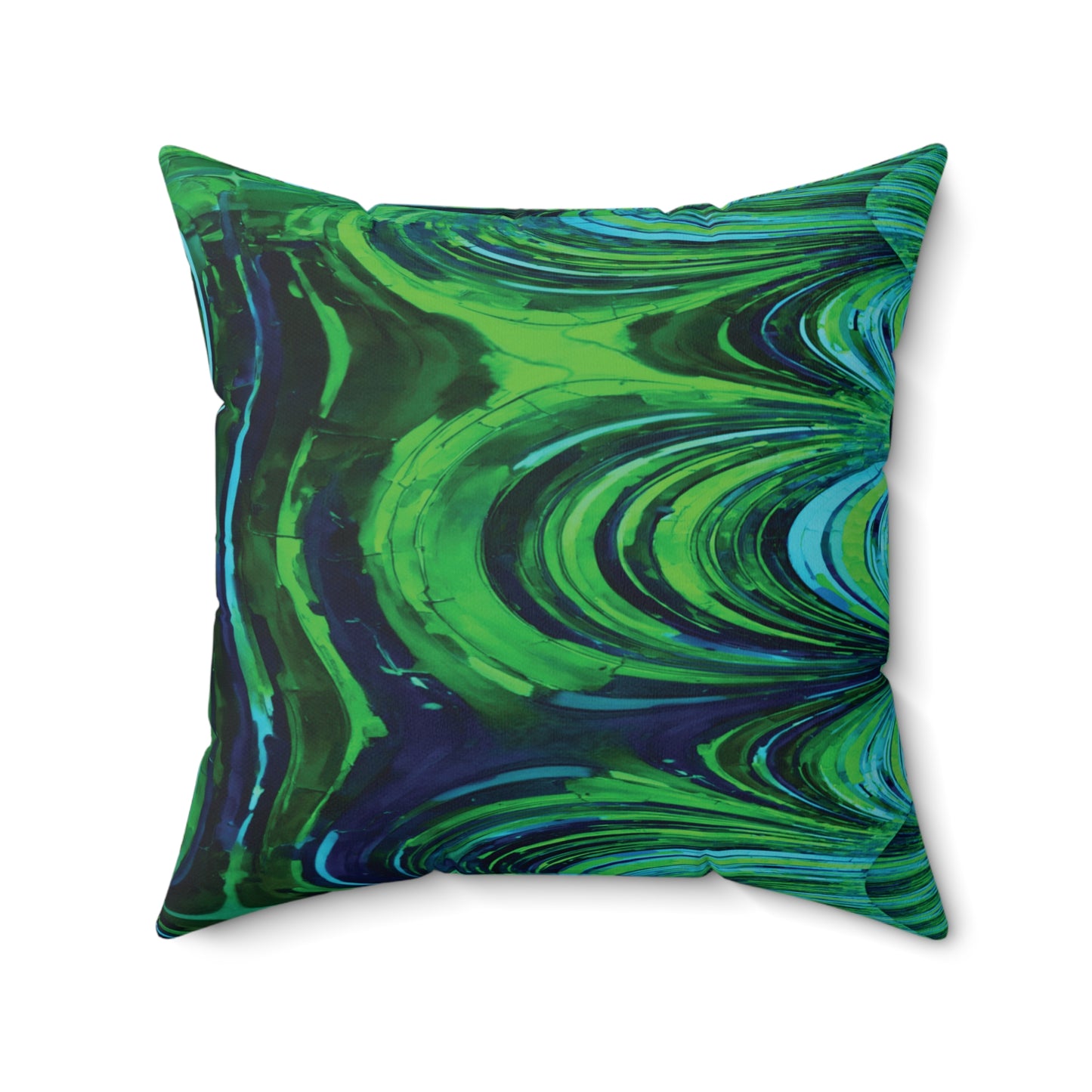 Uzi Spiral Blue Green Faux Suede Square Pillow, 20" x 20"