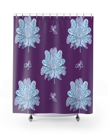 Blue Floral Butterflies Shower Curtain, 71" x 74"