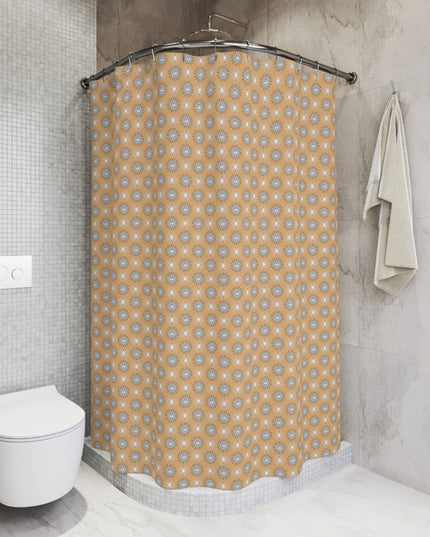 Tan Sunset Star-crossed Bodies Shower Curtain, 71" x 74"