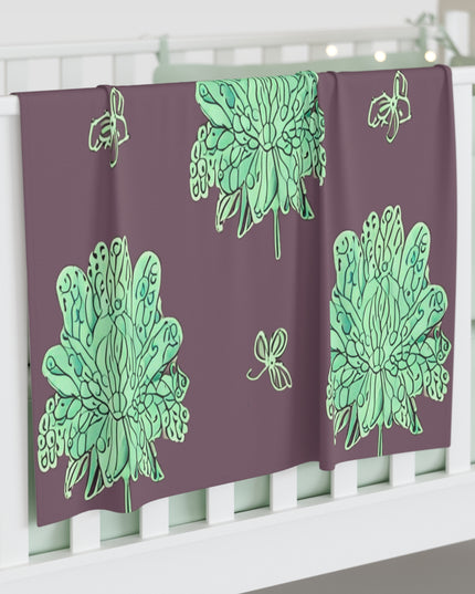 Mint Green Floral Butterflies Baby Swaddle 30″×40″ Blanket