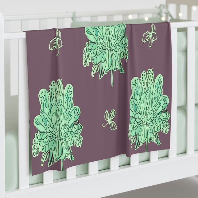 Mint Green Floral Butterflies Baby Swaddle 30″×40″ Blanket