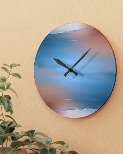 Blue Sea Peach Fog Acrylic Wall Clock, Round or Square, 10.75" x 10.75"