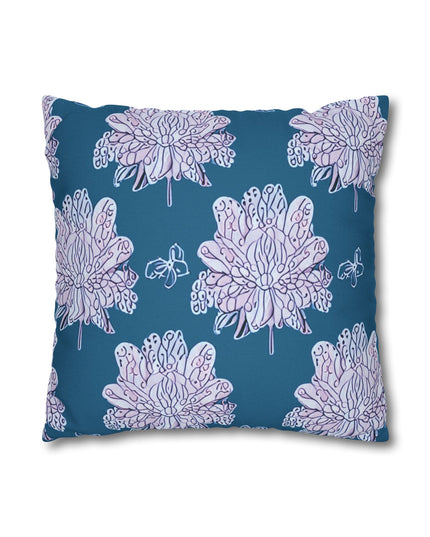 Lavender Floral Butterflies Spun Polyester Square Pillowcase, 14" x 14"