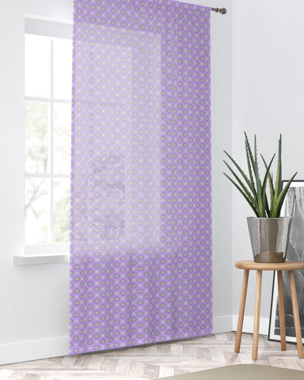 Lavender Star-crossed Bodies Sheer Window Curtain, 50" x 84", partially transparent