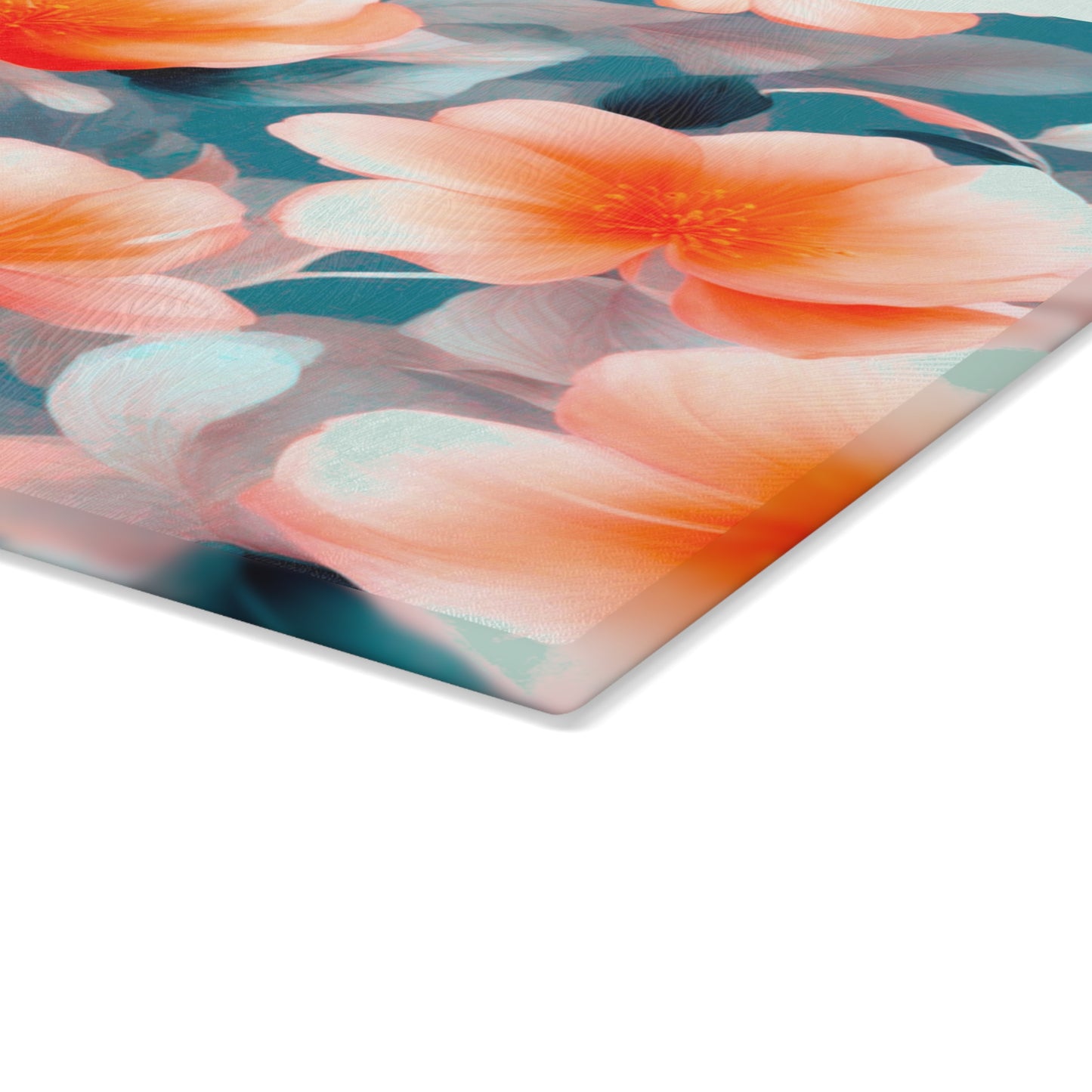 Orange Blossom Floral Bunch Glass Cutting Board, 11" x 15"