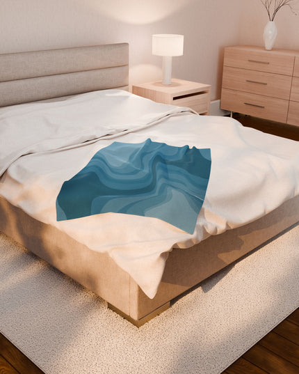 Sky Blue Wavey Velveteen Plush Blanket, 30" x 40"