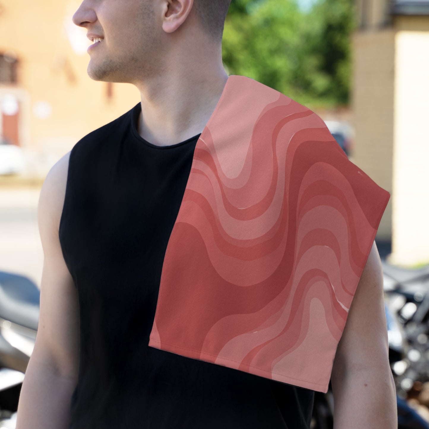 Power Red Wavey Rally Towel, 11" x 18"