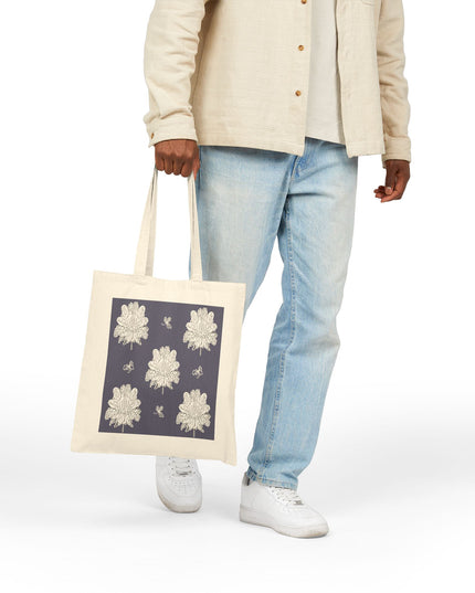 White Floral Butterflies Cotton Canvas Tote Bag