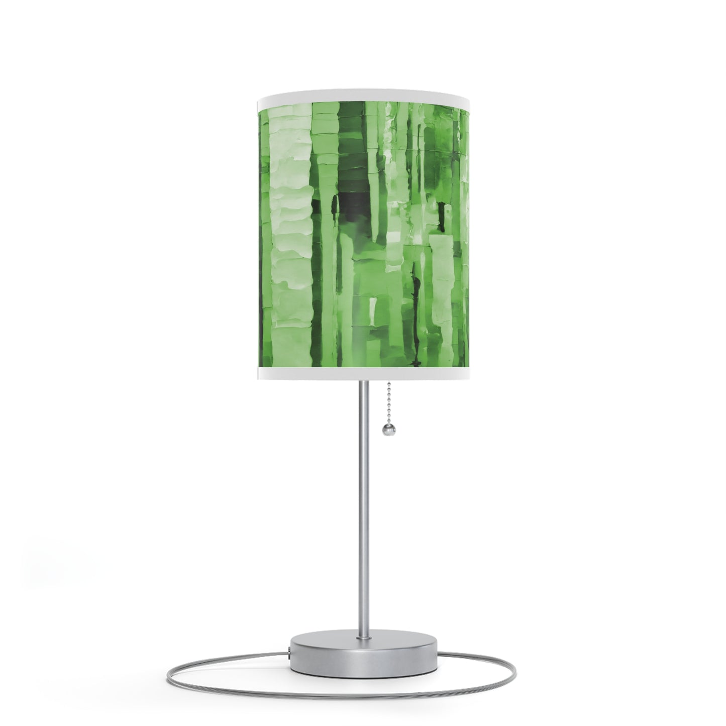 Striped Mint Pastel Table Lamp on a White or Silver Stand, US|CA plug