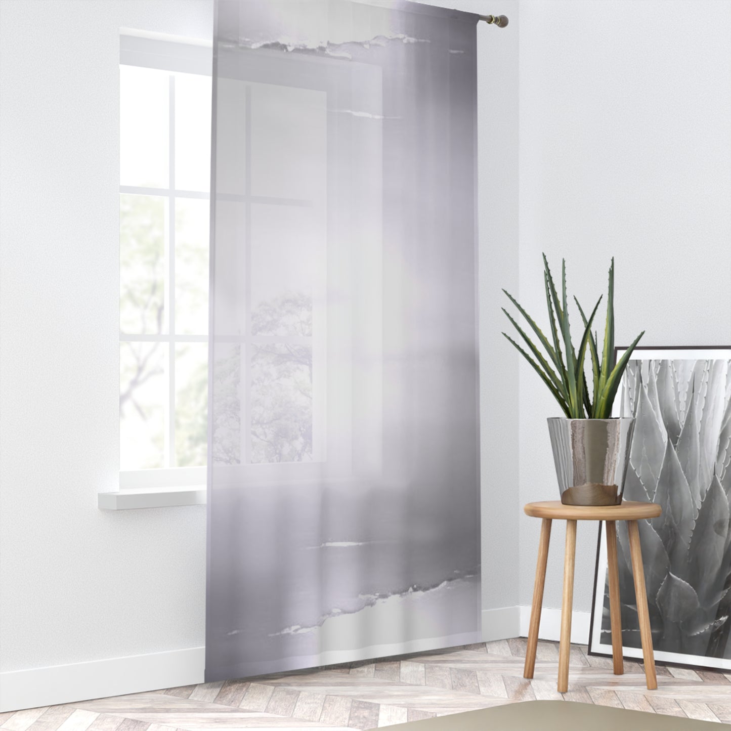 Sephia Sea Dark Fog Window Curtain, 50" x 84", partially transparent