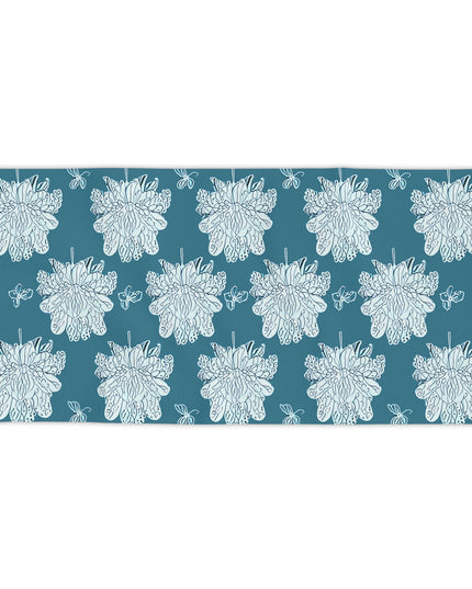 Tif Green White Floral Butterflies Beach Towel, 30" x 60"