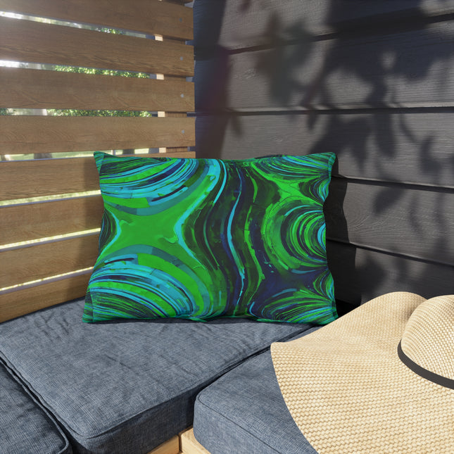 Uzi Spiral Blue Green 20" x 14" Outdoor Pillow
