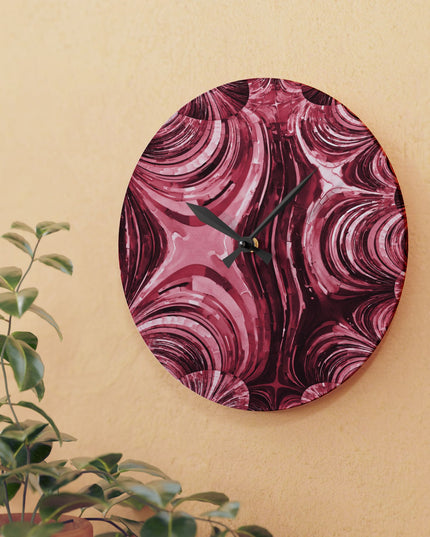 Uzi Spiral Ruby Acrylic Wall Clock, Round or Square, 10.75" x 10.75"