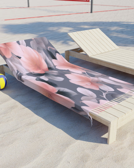 Peach and Blue Gray Floral Bunch 38" × 81" Boho Beach Cloth