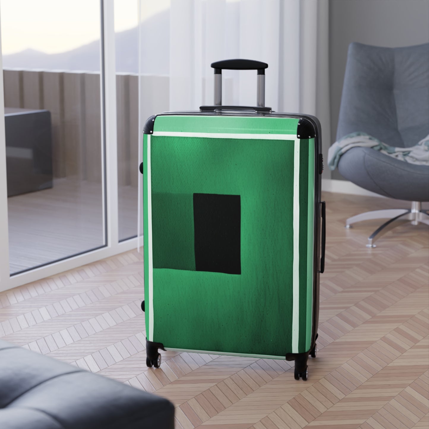 Mint Shadow Large Suitcase with built in lock, 4 double-wheels, telescopic handle, and ABS back hard-shell
