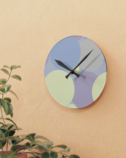 Pastel Soft Blue and Soft White Patches Acrylic Round Wall Clock, 8" x 8"