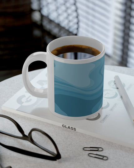 Sky Blue Wavey 20 oz White Glossy Jumbo Mug