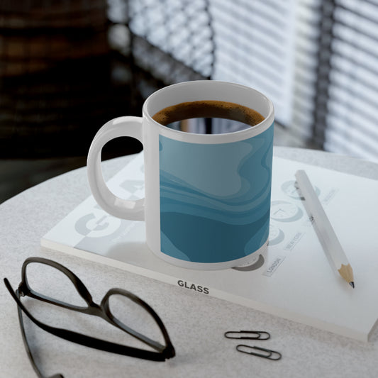 Sky Blue Wavey 20 oz White Glossy Jumbo Mug