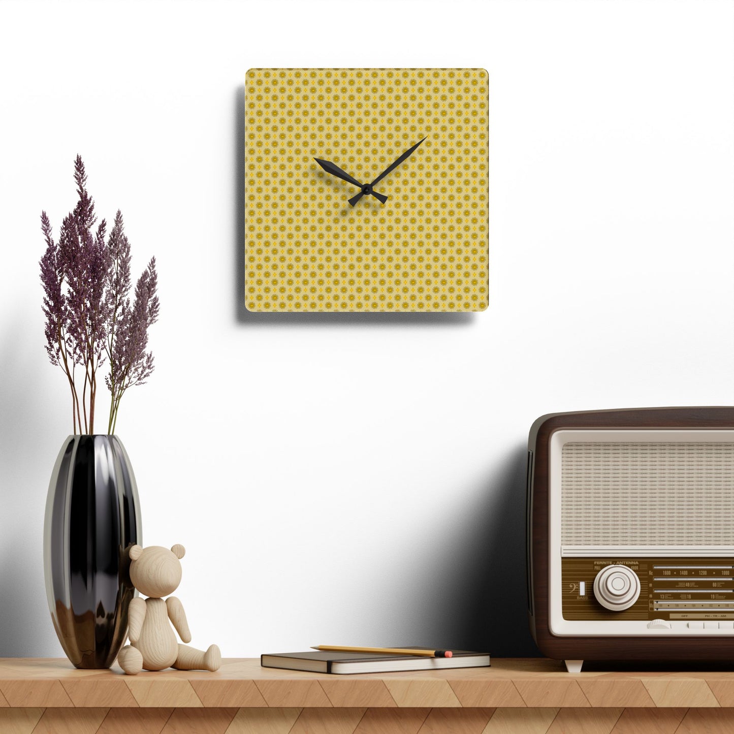 Lemongrass Star-crossed Bodies Acrylic Wall Clock, Round or Square, 10.75" x 10.75"