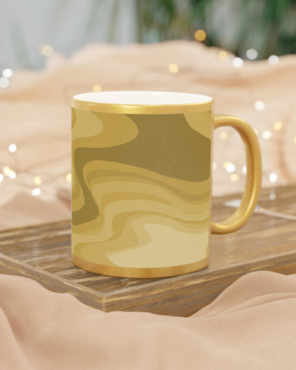 Brown Wavey 11 oz Metallic Mug (Silver\Gold)