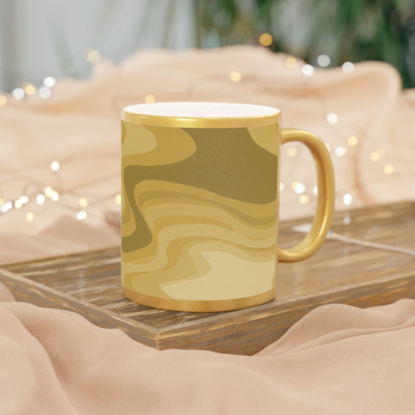 Brown Wavey 11 oz Metallic Mug (Silver\Gold)