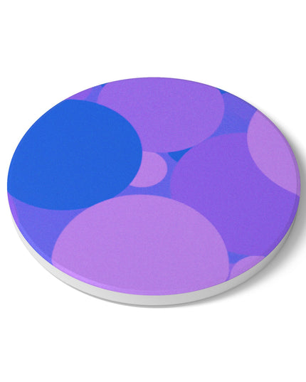 Pastel Purple Family Patches 4" x 4" Round Ceramic Coaster