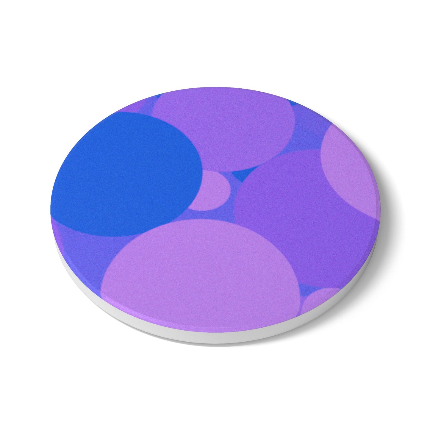 Pastel Purple Family Patches 4" x 4" Round Ceramic Coaster