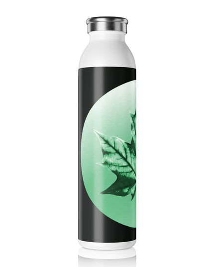 Mint Green Maple Leaf Slim Water Bottle, 20 oz White
