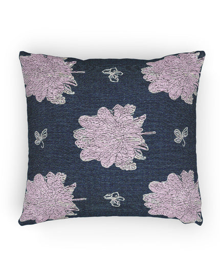 Purple White Floral Butterflies Woven Pillow, 17" x 18"