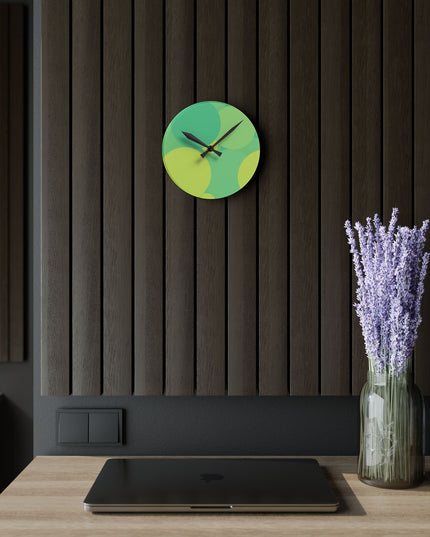 Pastel Green Patches Acrylic Round Wall Clock, 8" x 8"
