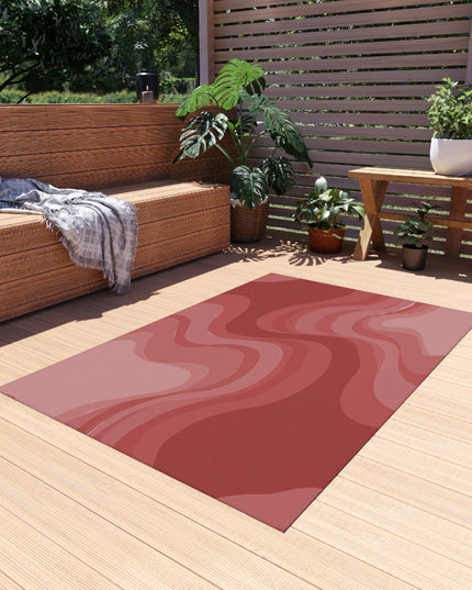 Power Red Wavey 48" x 72" Outdoor Rug