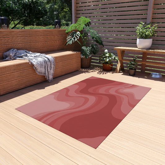 Power Red Wavey 48" x 72" Outdoor Rug